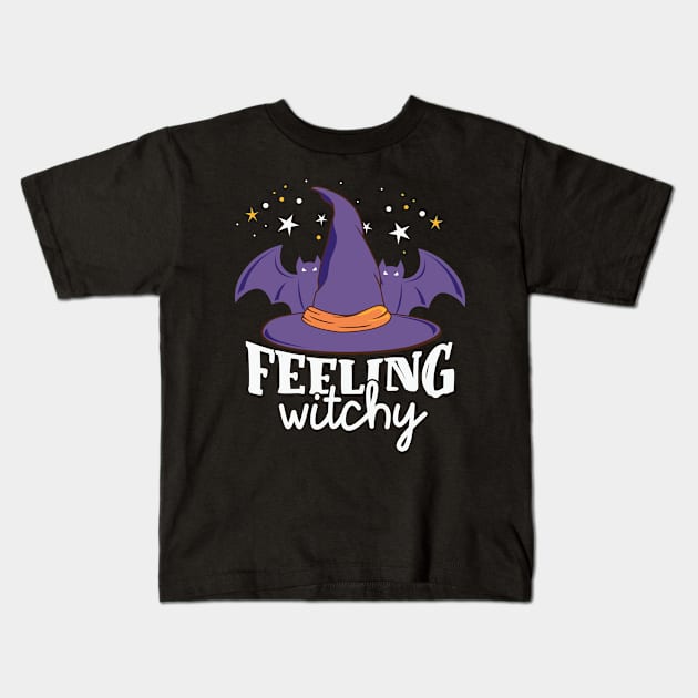 Feeling Witchy Witch Hat Kids T-Shirt by ReeseClaybro